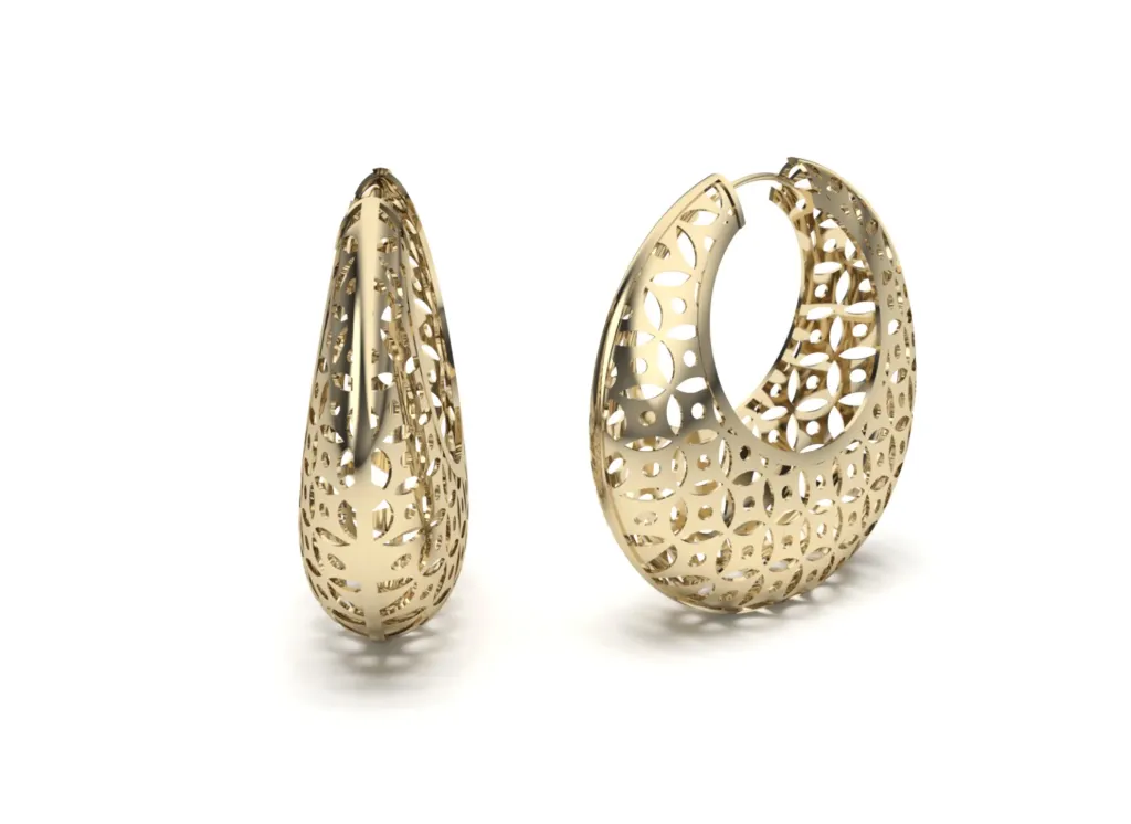 KERNEL - A pair of wide hoop earrings with an intricate filigree pattern-VER6198