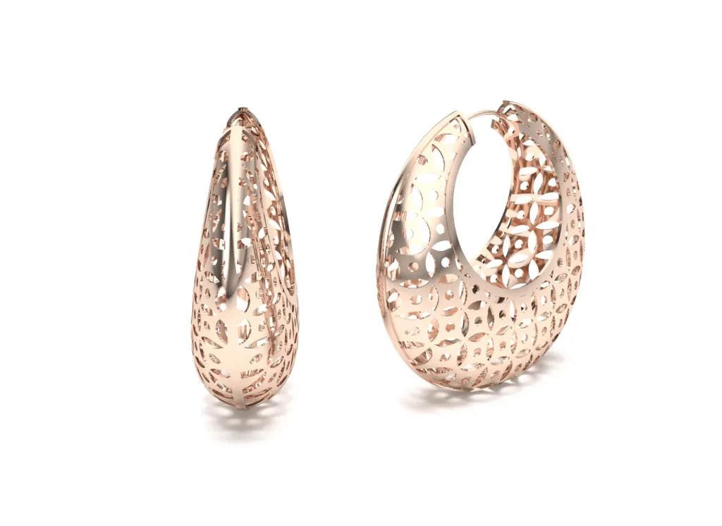 KERNEL - A pair of wide hoop earrings with an intricate filigree pattern-VER6198