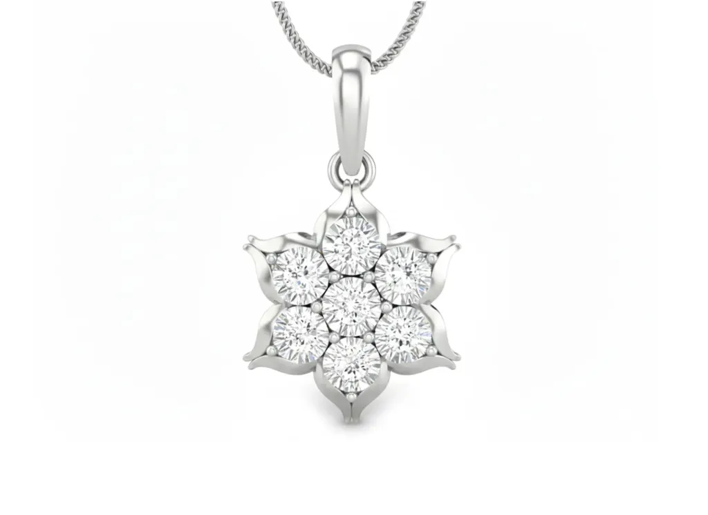 BLOSSOM - Seven-stone diamond cluster arranged in a six-petal flower design-VPD1083 (White)