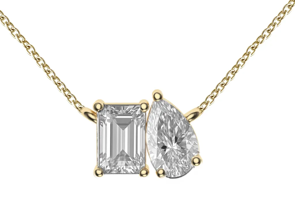 DYMERA — Emerald and pear-cut diamond Toi et Moi pendant-VPD53918