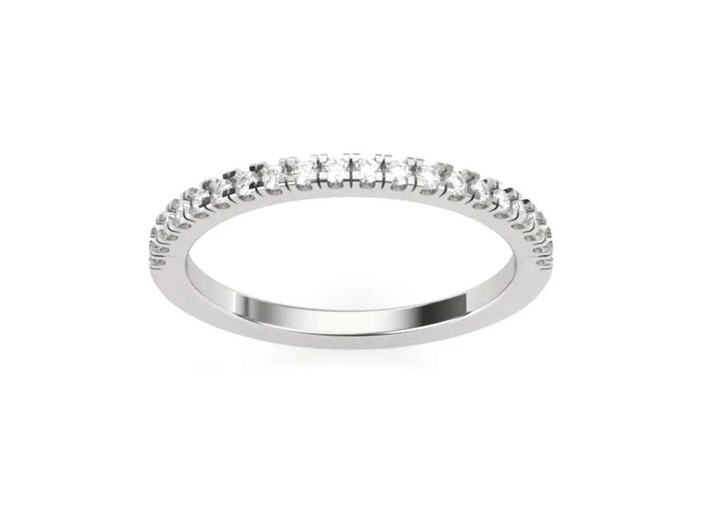 STREAM - Slender band featuring a row of small, round brilliant-cut stones set halfway around the ring in a pavé setting-VR1085 (White)
