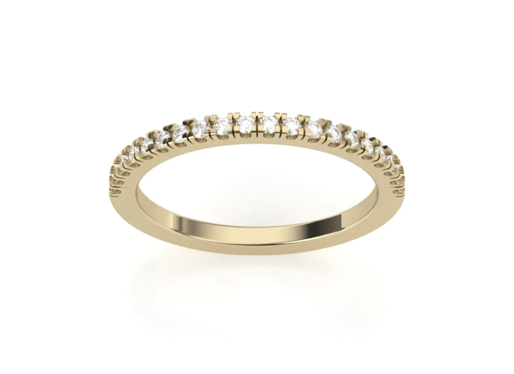 STREAM - Slender band featuring a row of small, round brilliant-cut stones set halfway around the ring in a pavé setting-VR1085