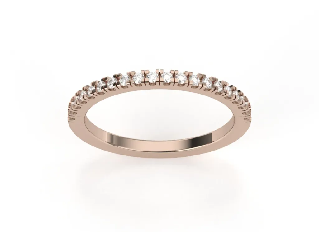 STREAM - Slender band featuring a row of small, round brilliant-cut stones set halfway around the ring in a pavé setting-VR1085