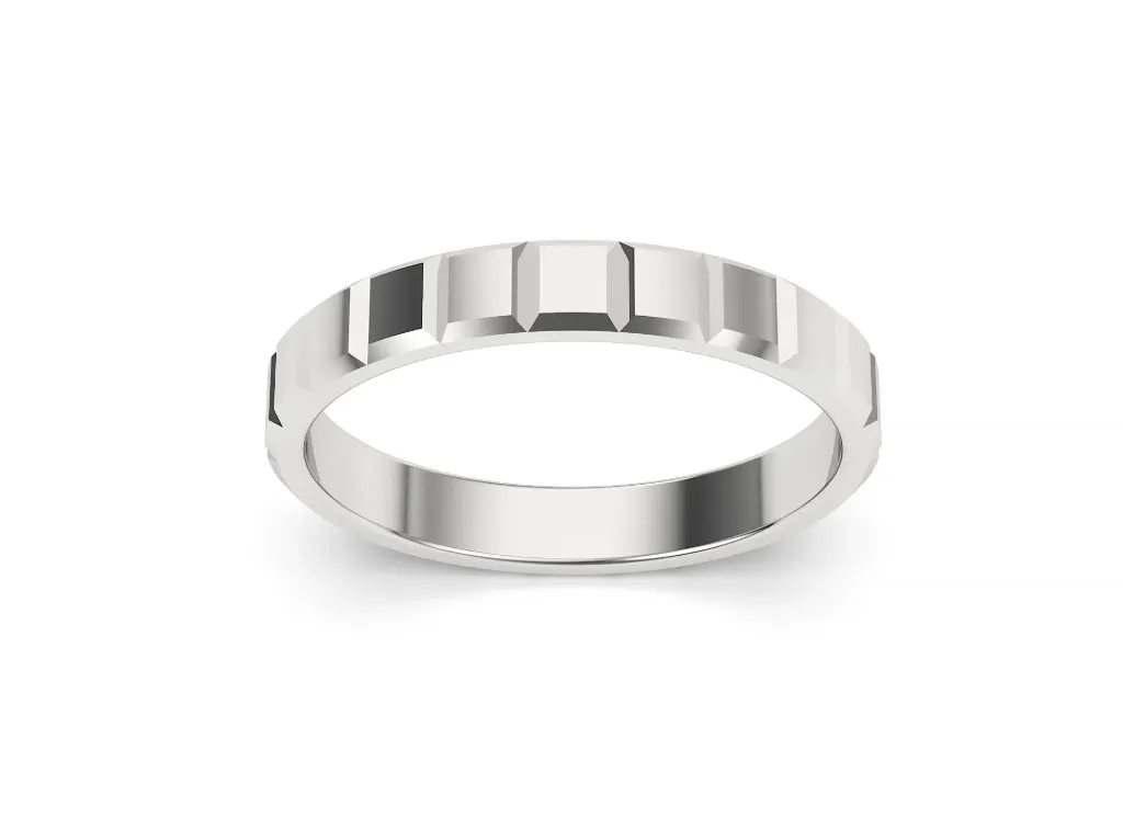 STRATUM-rectangular faceted ring that highlight architectural precision and modern elegance - VR1086 (White)