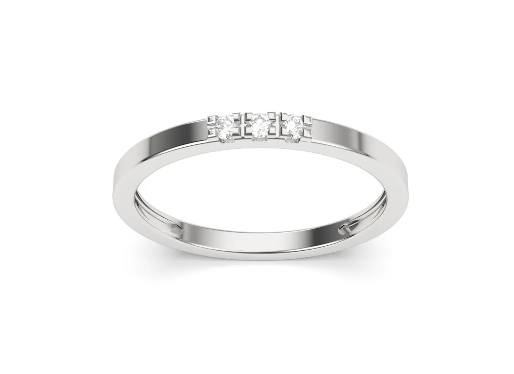 TRILUMÉ-a minimalist ring style featuring three aligned diamonds symbolizing past, present, and future - VR1093 (White)