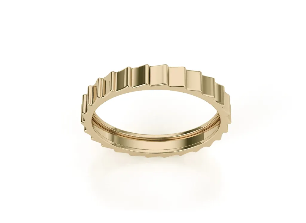 SEGMENTA-a geometric ring style defined by raised rectangular facets on a metal band - VR1094