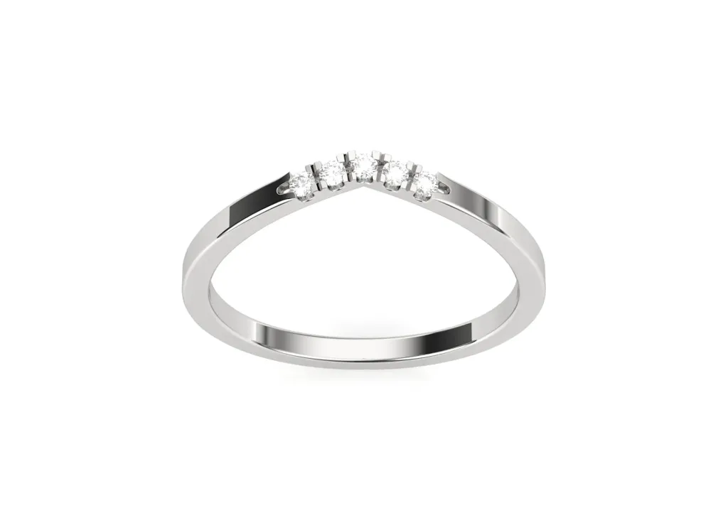 VÉLARA-a sleek v-shaped ring design accented with five prong-set diamonds for radiant symmetry - VR1149 (White)