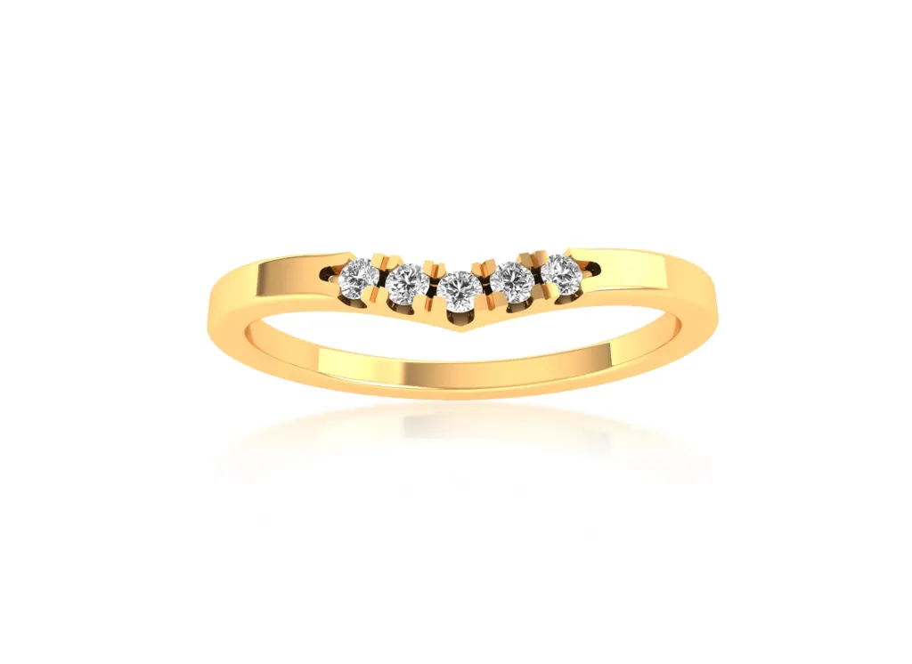VÉLARA-a sleek v-shaped ring design accented with five prong-set diamonds for radiant symmetry - VR1149
