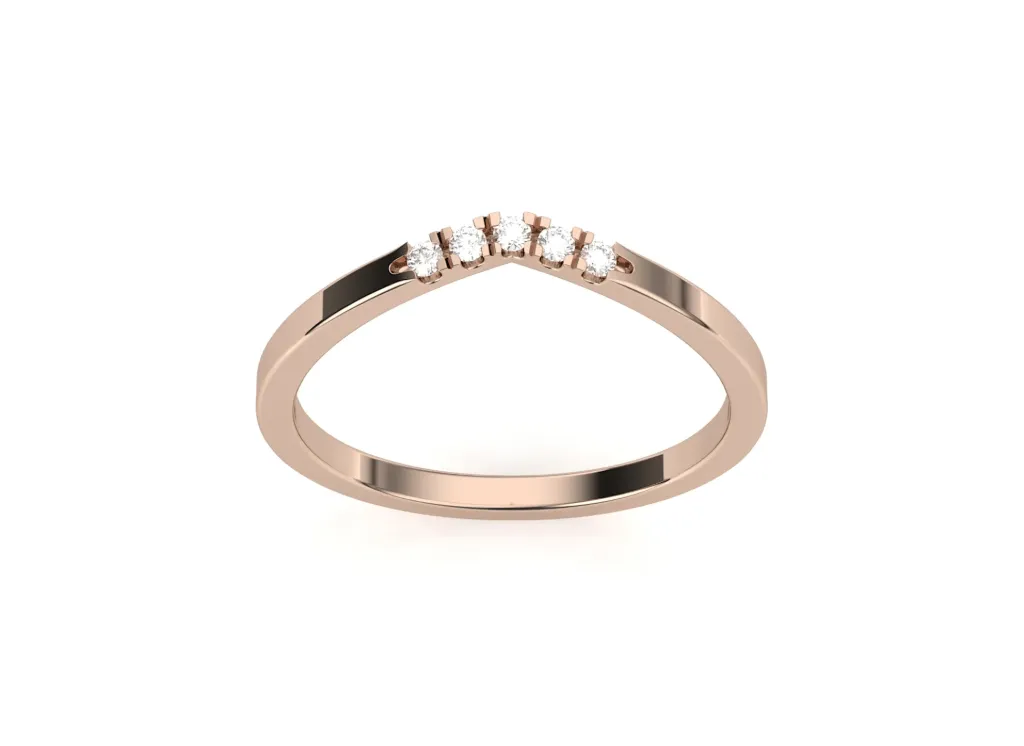 VÉLARA-a sleek v-shaped ring design accented with five prong-set diamonds for radiant symmetry - VR1149