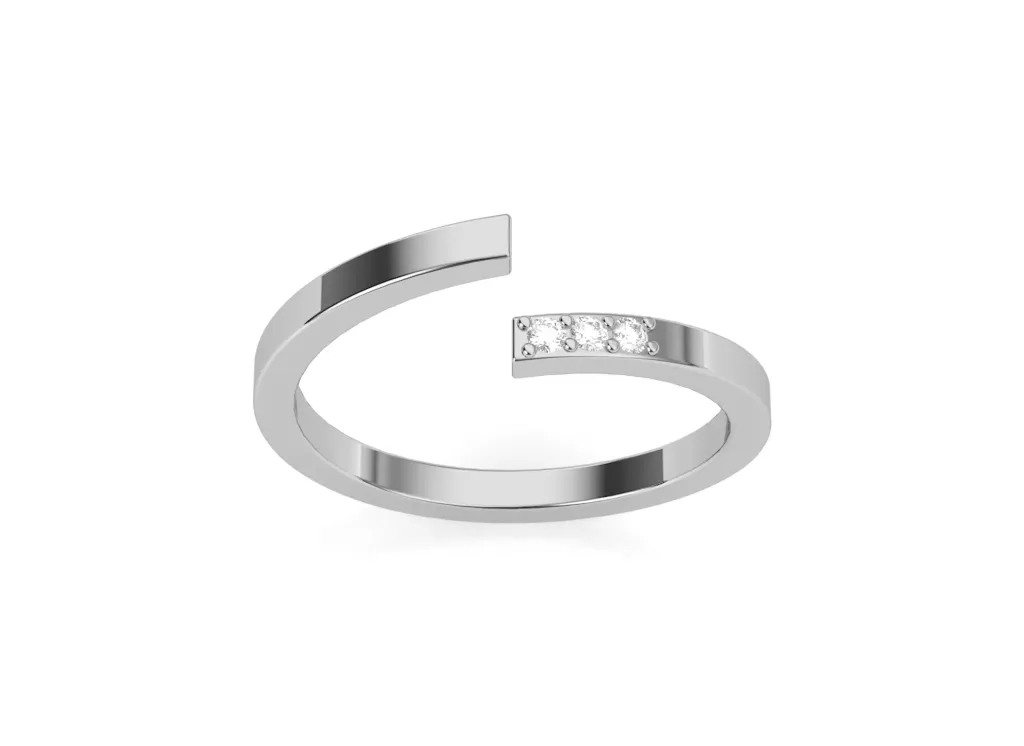ASYMETRA-a modern open-ended ring style featuring asymmetrical diamond accents on a polished band - VR1150