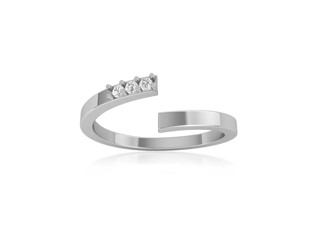 ASYMETRA-a modern open-ended ring style featuring asymmetrical diamond accents on a polished band - VR1150