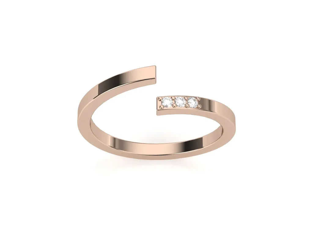 ASYMETRA-a modern open-ended ring style featuring asymmetrical diamond accents on a polished band - VR1150