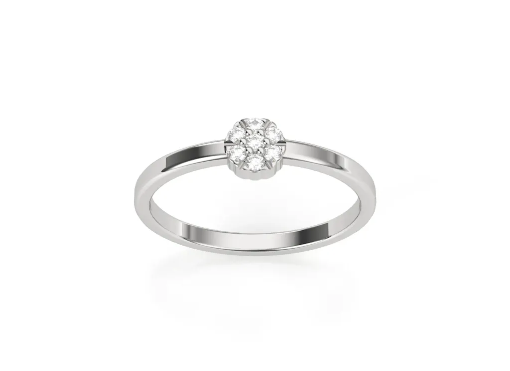 FLORIQUE-a floral cluster ring style featuring a central diamond surrounded by petal-like stones - VR1173