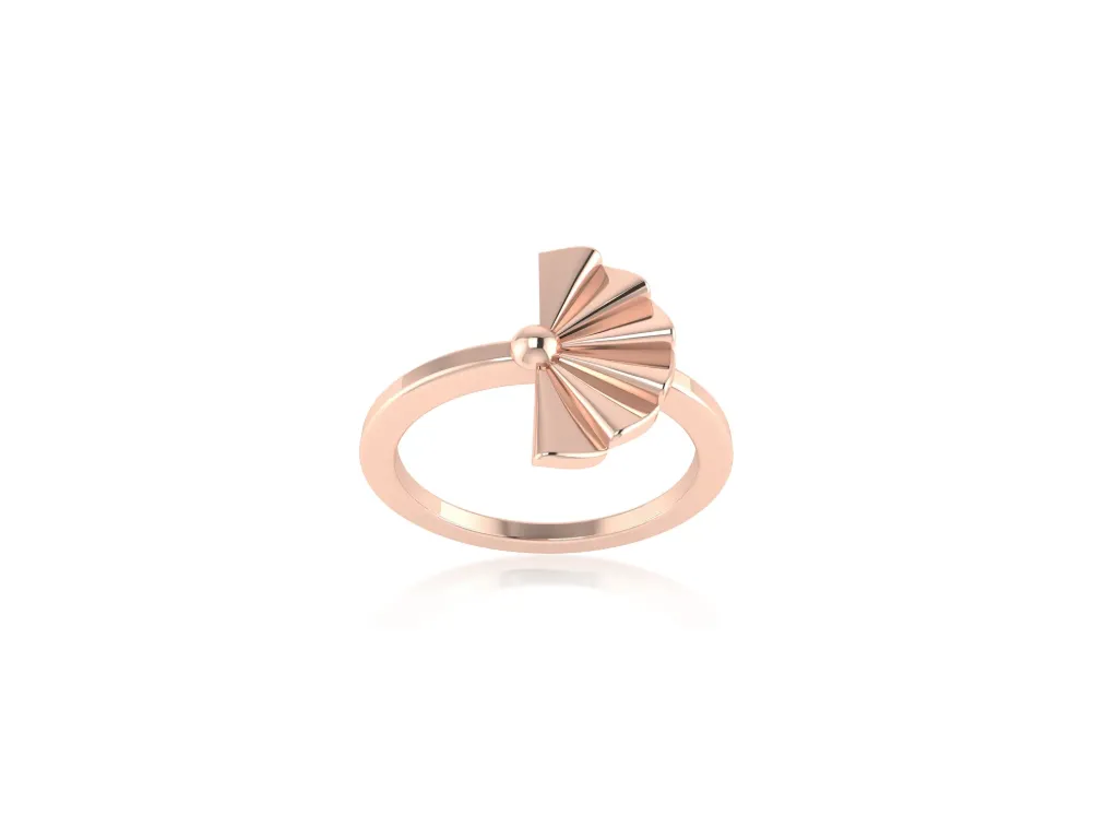 FANIQUE-a sculptural ring style featuring a fan-shaped motif with radiating segments and a central connector - VR1174