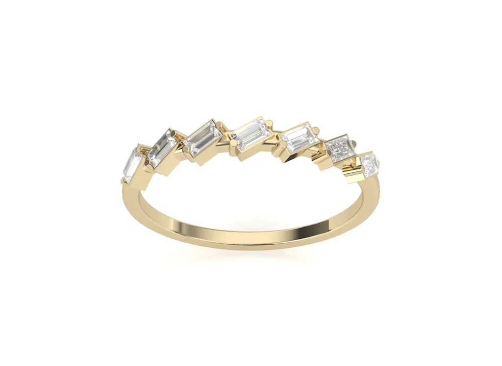 ZAGLUXE-a zigzag ring style featuring baguette-cut gemstones arranged in a dynamic, angular pattern - VR1175