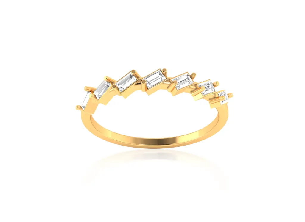 ZAGLUXE-a zigzag ring style featuring baguette-cut gemstones arranged in a dynamic, angular pattern - VR1175