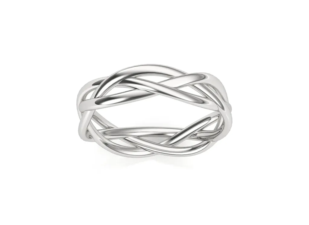 INTERLACE-a multi-band ring style with crisscrossing loops forming a complex, elegant pattern - VR1224
