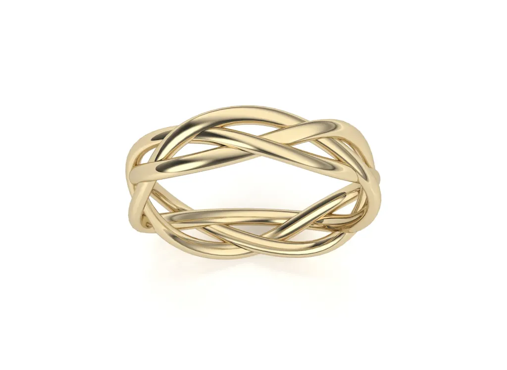 INTERLACE-a multi-band ring style with crisscrossing loops forming a complex, elegant pattern - VR1224