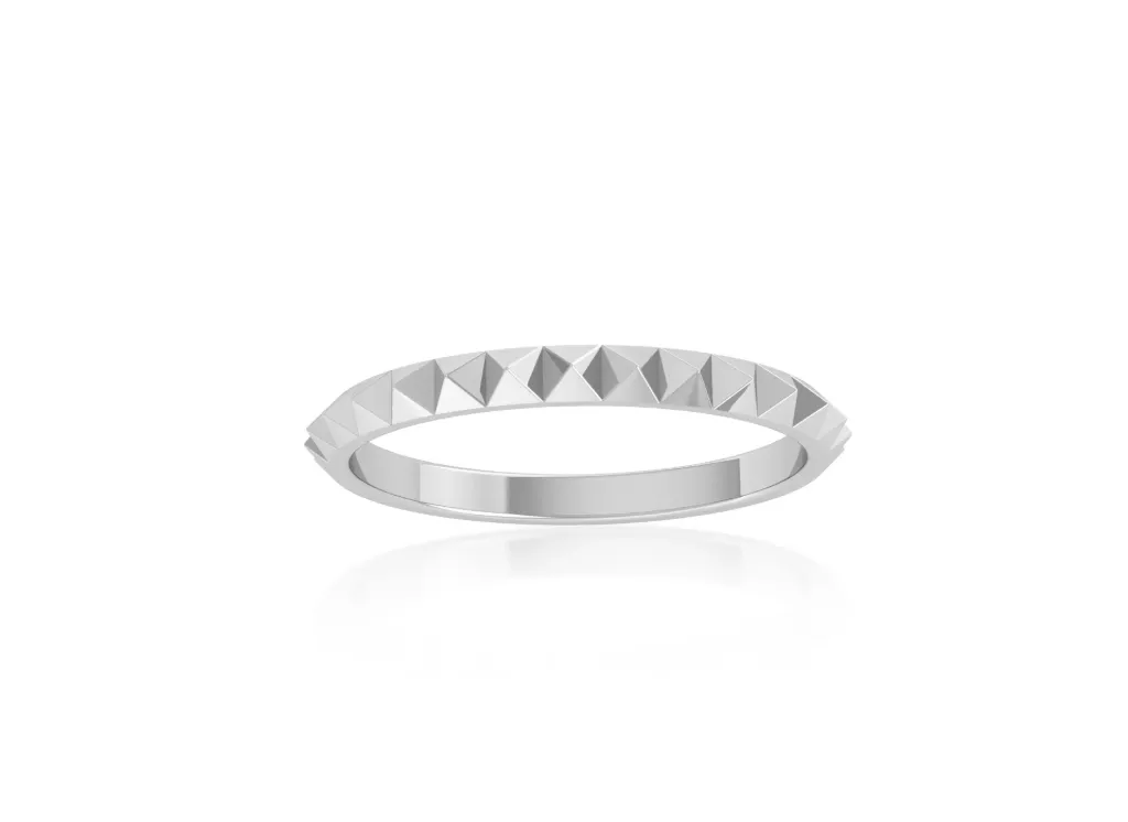 PYRAMÉTAL-a geometric ring style featuring pyramid-shaped facets on a polished silver band for edgy elegance - VR1301