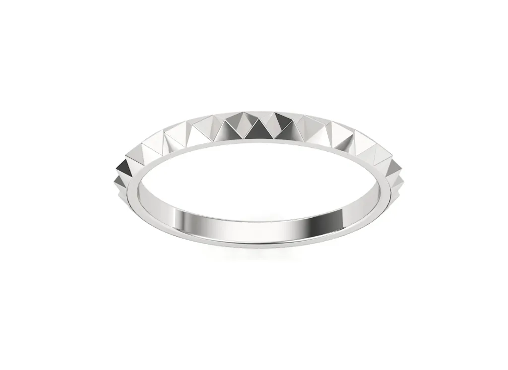 PYRAMÉTAL-a geometric ring style featuring pyramid-shaped facets on a polished silver band for edgy elegance - VR1301