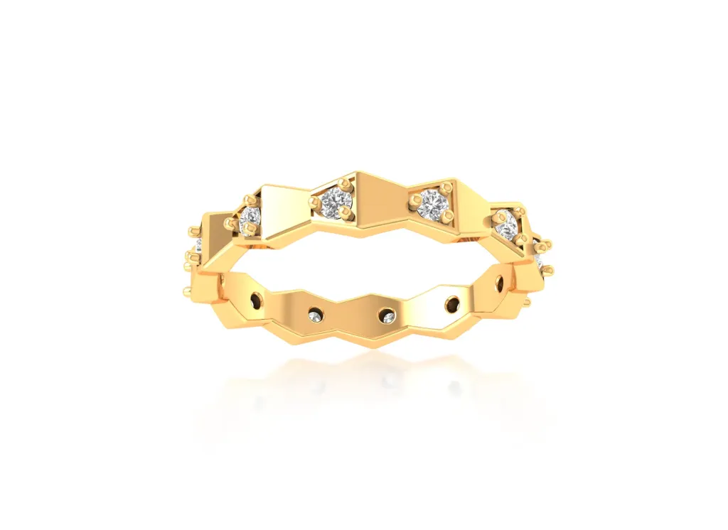 ZIGLARE-a zigzag ring style with baguette-set diamonds nestled in angular peaks and circular cutouts for comfort - VR1317
