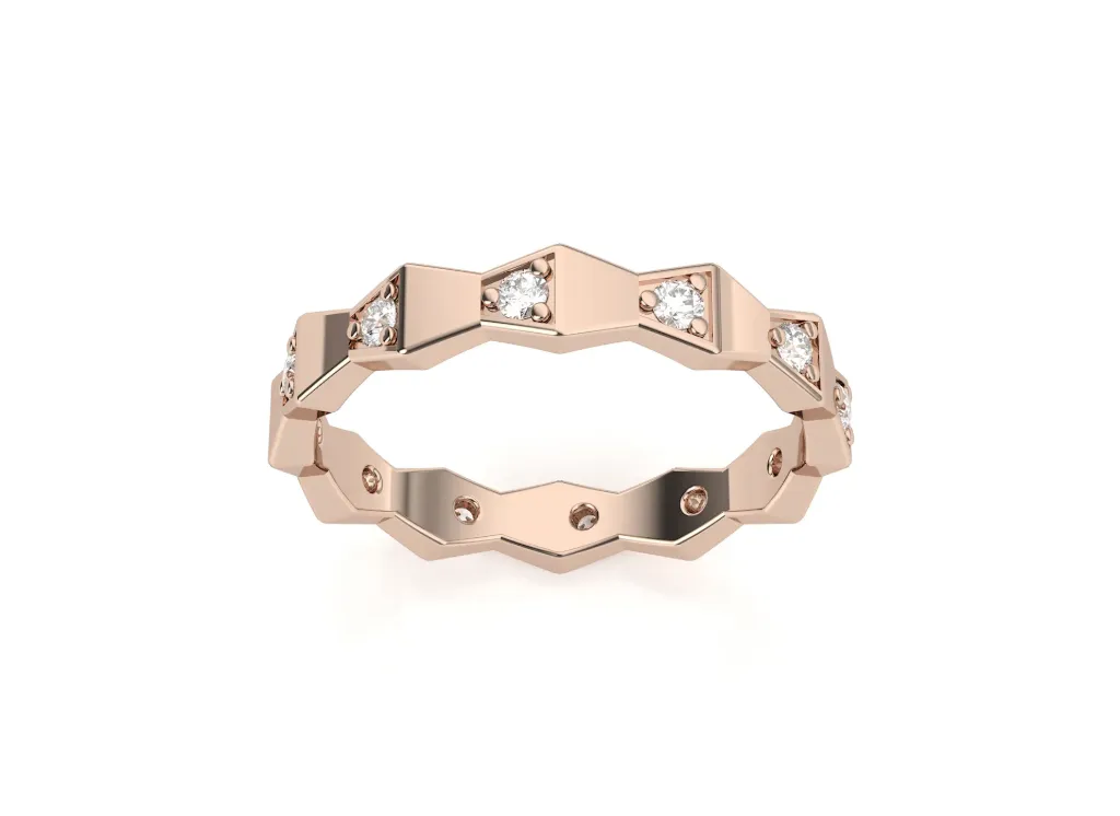 ZIGLARE-a zigzag ring style with baguette-set diamonds nestled in angular peaks and circular cutouts for comfort - VR1317