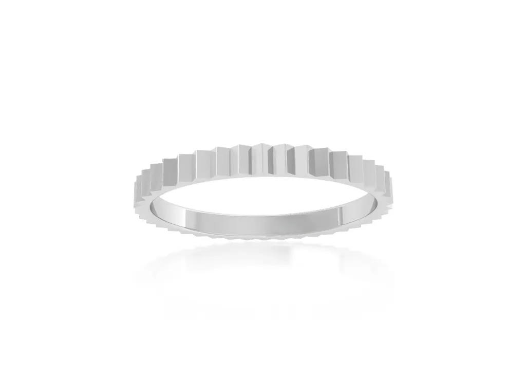 RIDGENTA-a minimalist band ring style featuring evenly spaced vertical ridges - VR1583