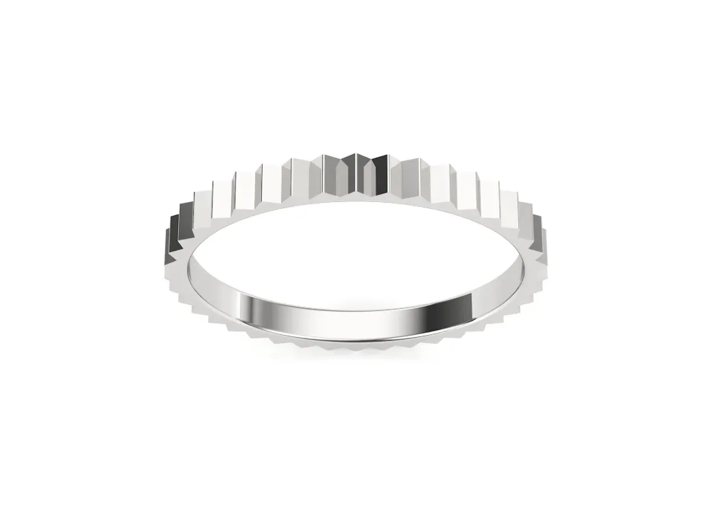 RIDGENTA-a minimalist band ring style featuring evenly spaced vertical ridges - VR1583 (White)