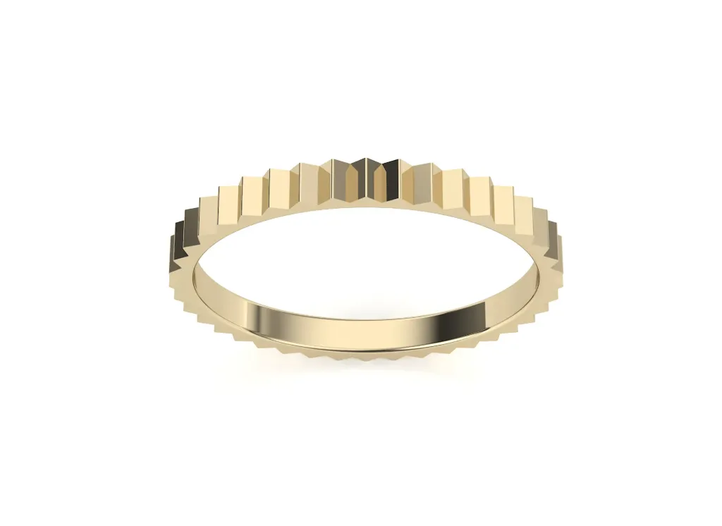 RIDGENTA-a minimalist band ring style featuring evenly spaced vertical ridges - VR1583