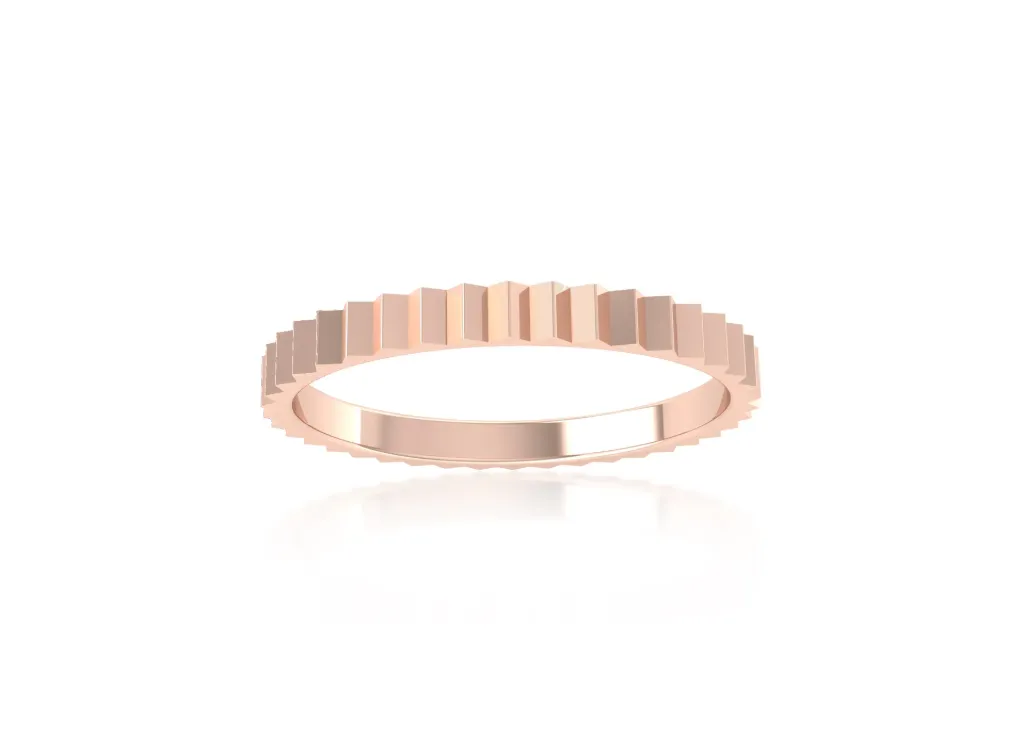 RIDGENTA-a minimalist band ring style featuring evenly spaced vertical ridges - VR1583
