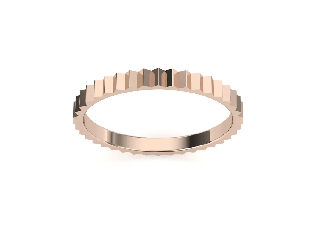 RIDGENTA-a minimalist band ring style featuring evenly spaced vertical ridges - VR1583