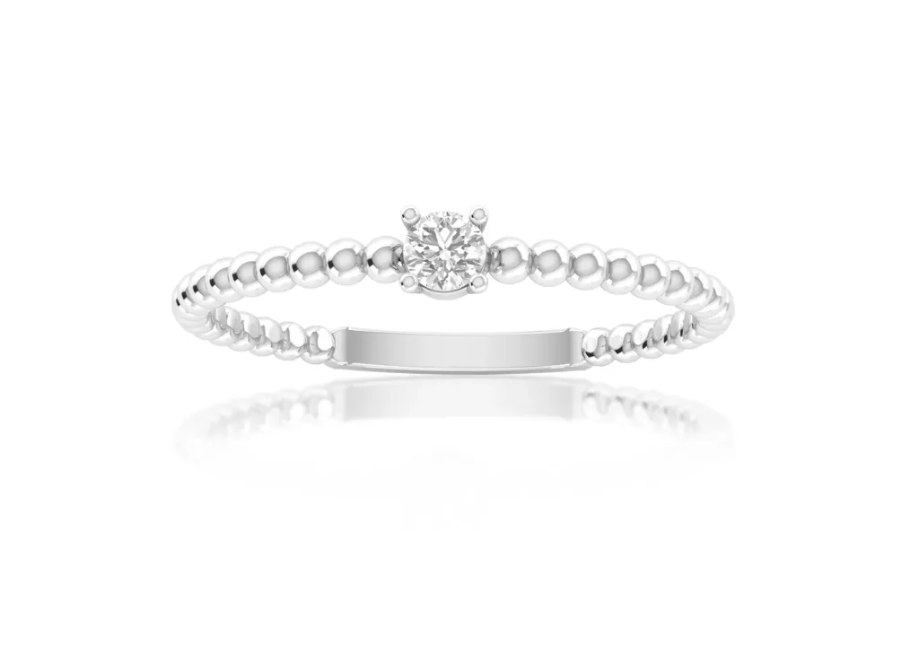 BEADORA-a beaded band ring style with a central prong-set diamond for classic elegance - VR1692