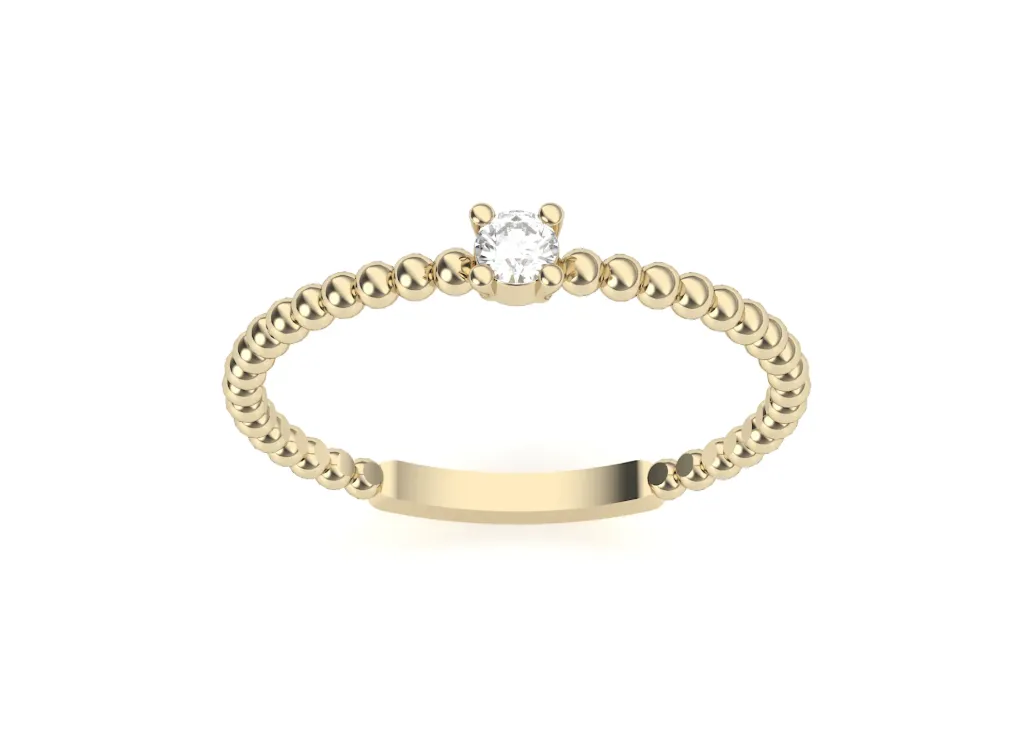 BEADORA-a beaded band ring style with a central prong-set diamond for classic elegance - VR1692