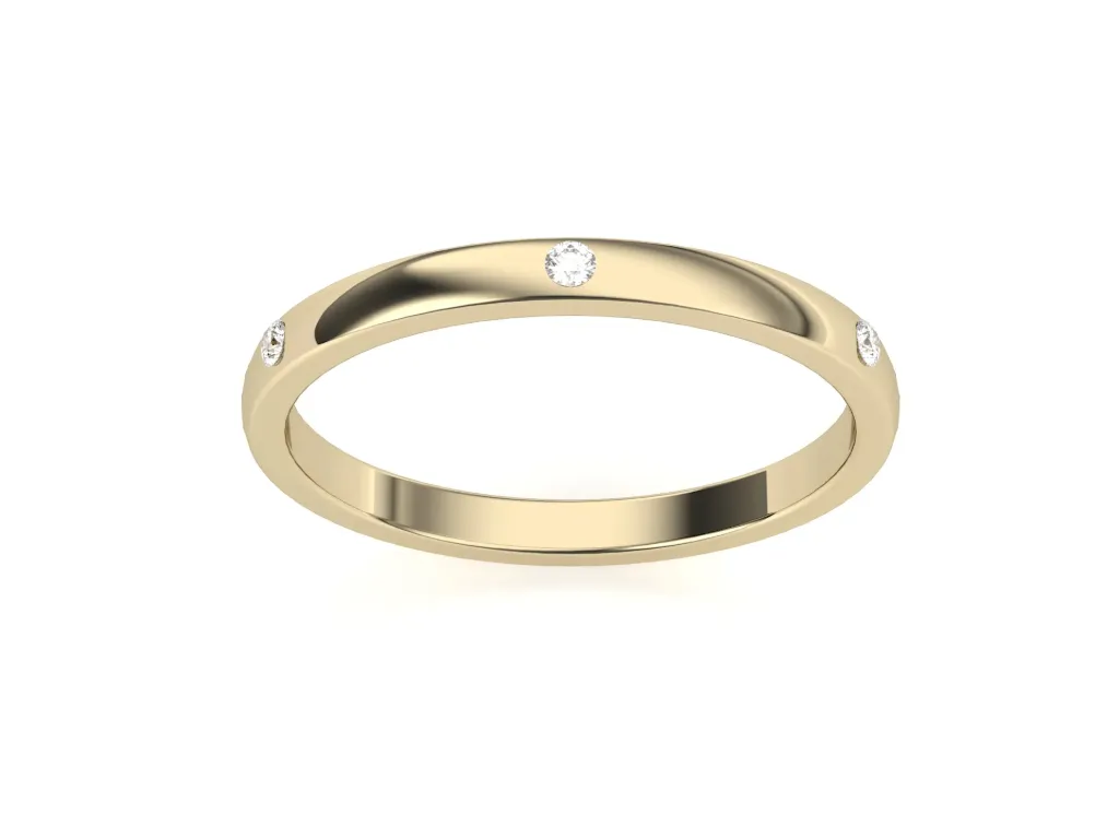 BANDORA-a minimalist band ring style with five evenly spaced embedded diamonds in flush setting - VR1959
