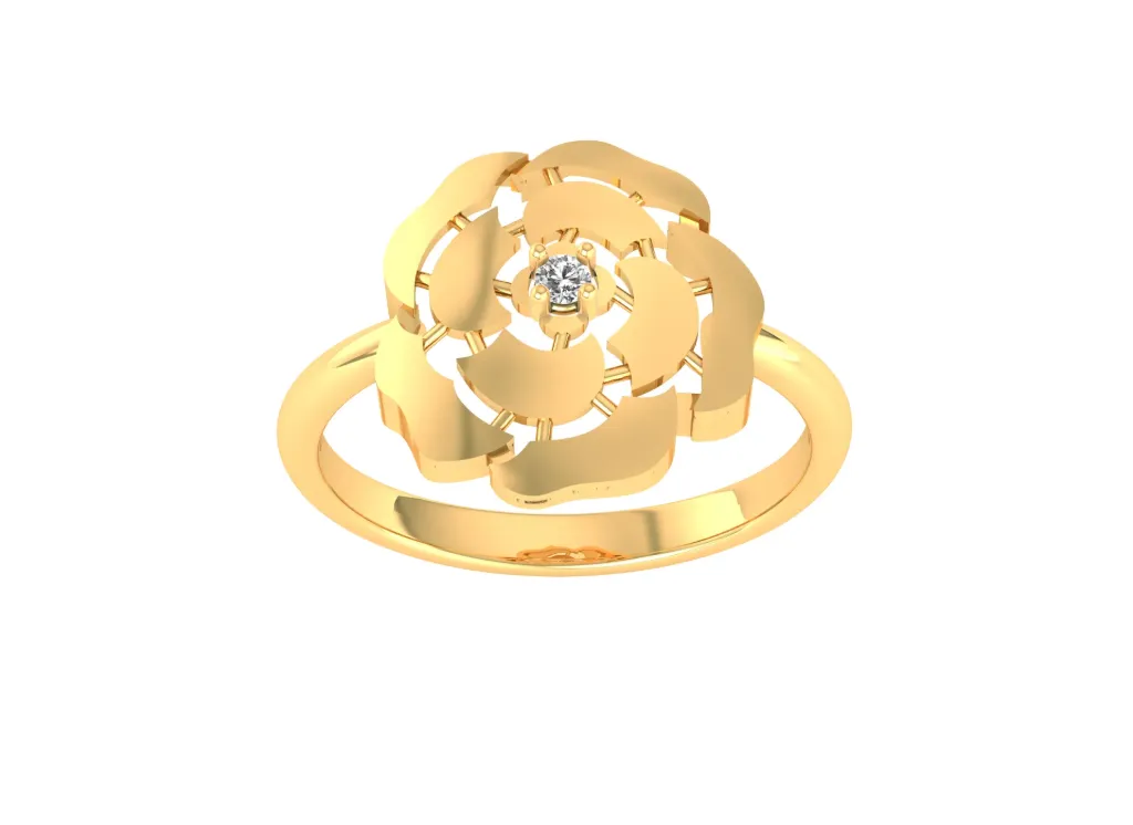 FLORÉLIA-a silver ring style with a layered floral centerpiece and a central gemstone set in polished elegance - VR1961