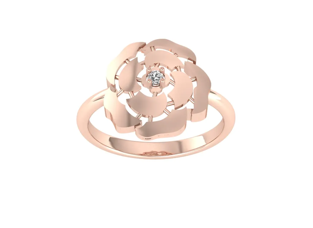 FLORÉLIA-a silver ring style with a layered floral centerpiece and a central gemstone set in polished elegance - VR1961