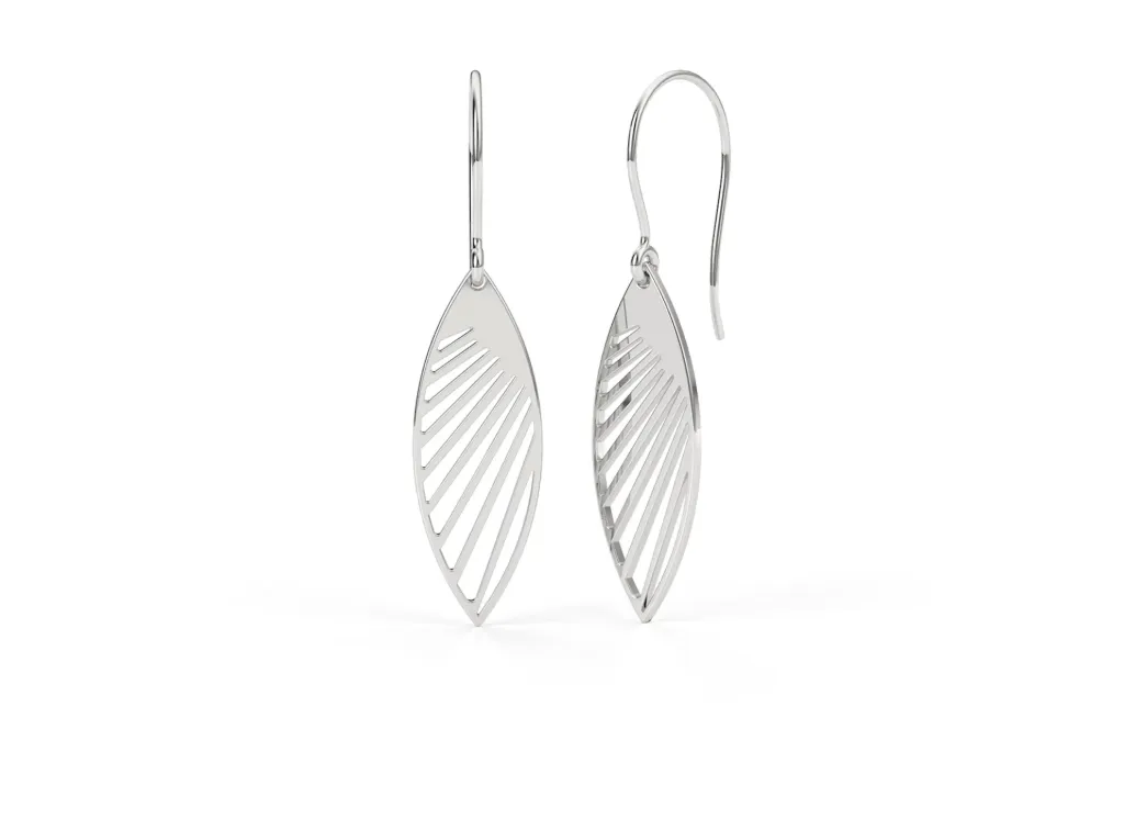 VIRELLE-Earrings with Marquise-shaped cutouts inspired by organic leaf geometry - VER29868 (White)