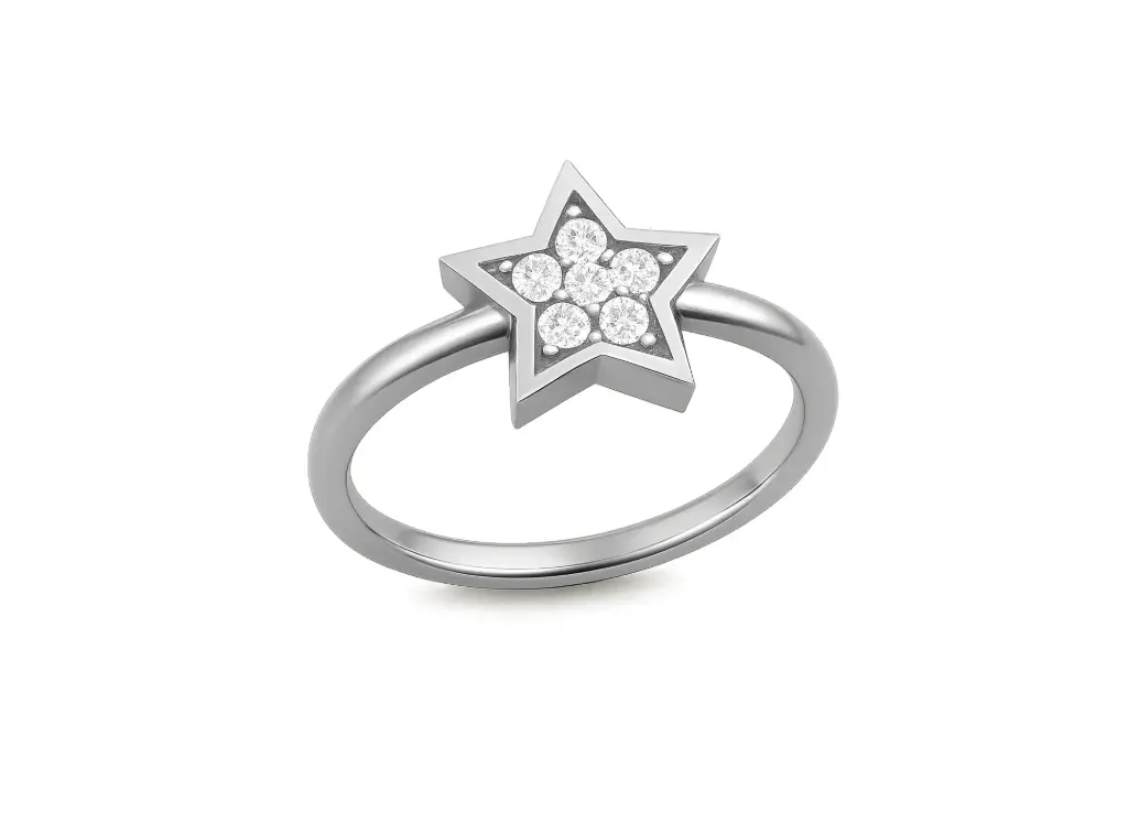 STELLA - Diamond studded start shaped motif ring-VR1327