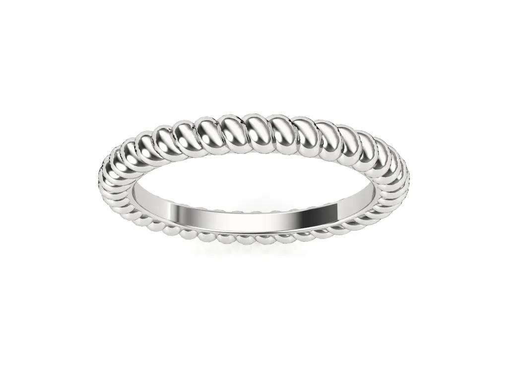 HALOID-sleek band ring featuring a continuous outer halo of rounded bead detailing - VR1965 (White)