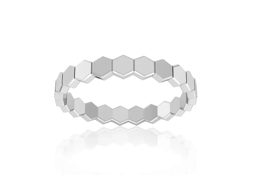 HEXALINK-a geometric ring style composed of interconnected hexagonal segments - VR1968