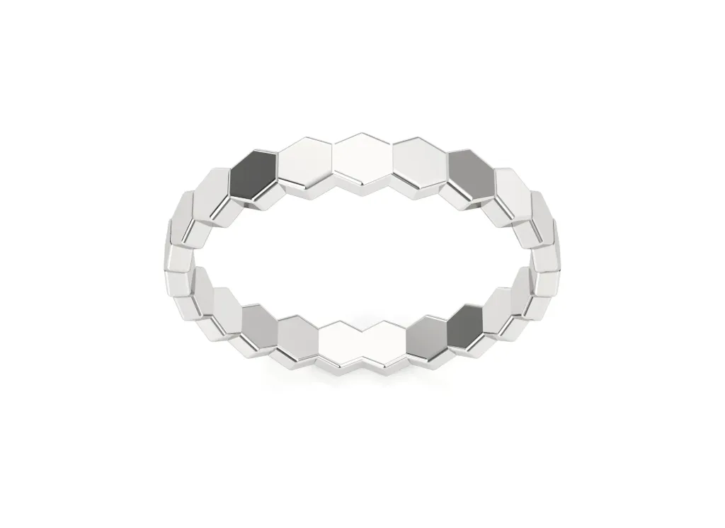 HEXALINK-a geometric ring style composed of interconnected hexagonal segments - VR1968