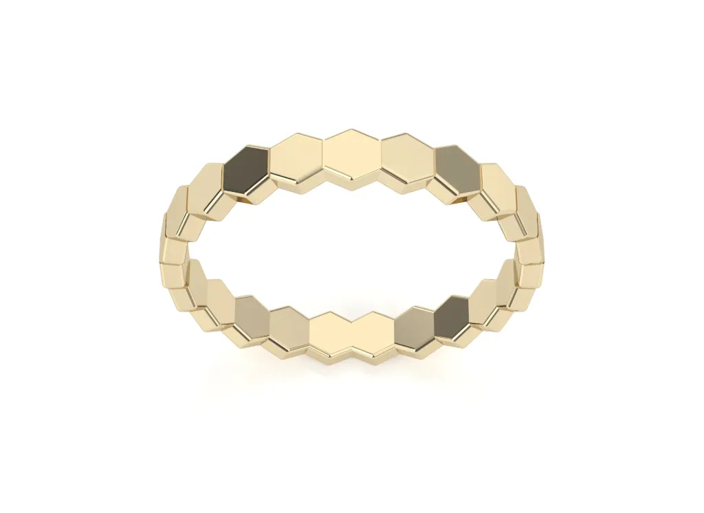 HEXALINK-a geometric ring style composed of interconnected hexagonal segments - VR1968
