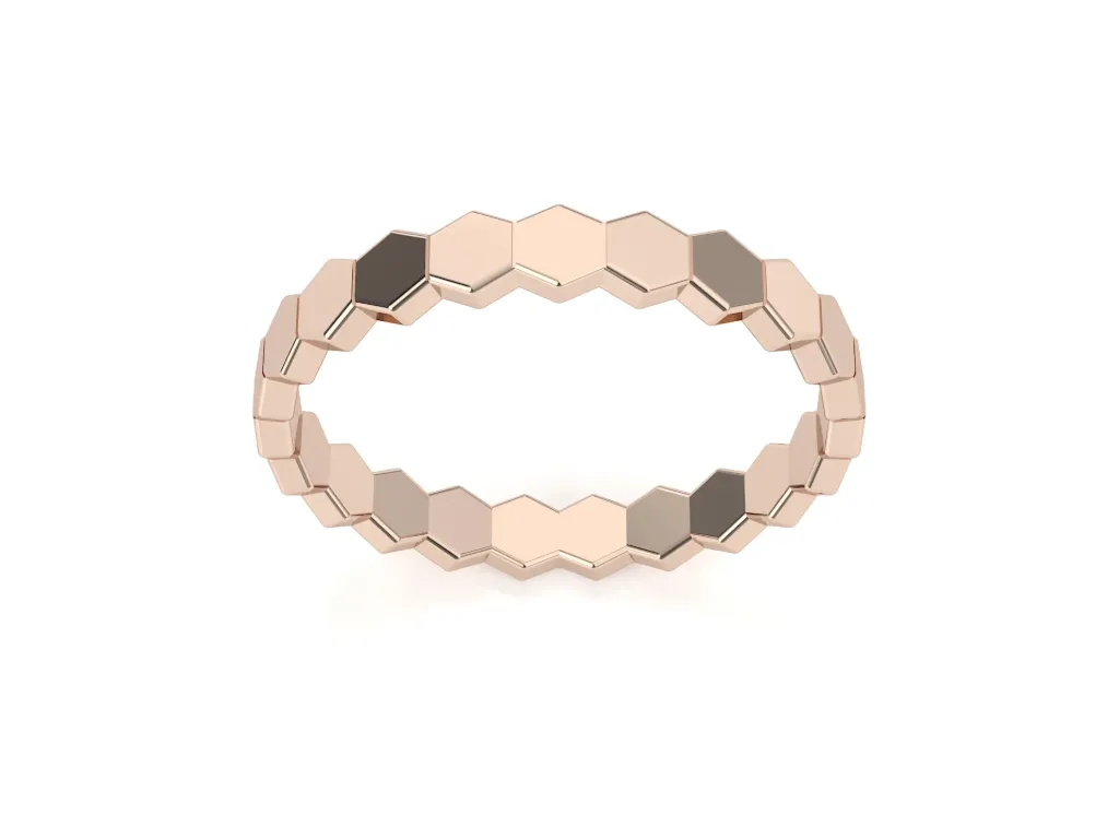 HEXALINK-a geometric ring style composed of interconnected hexagonal segments - VR1968