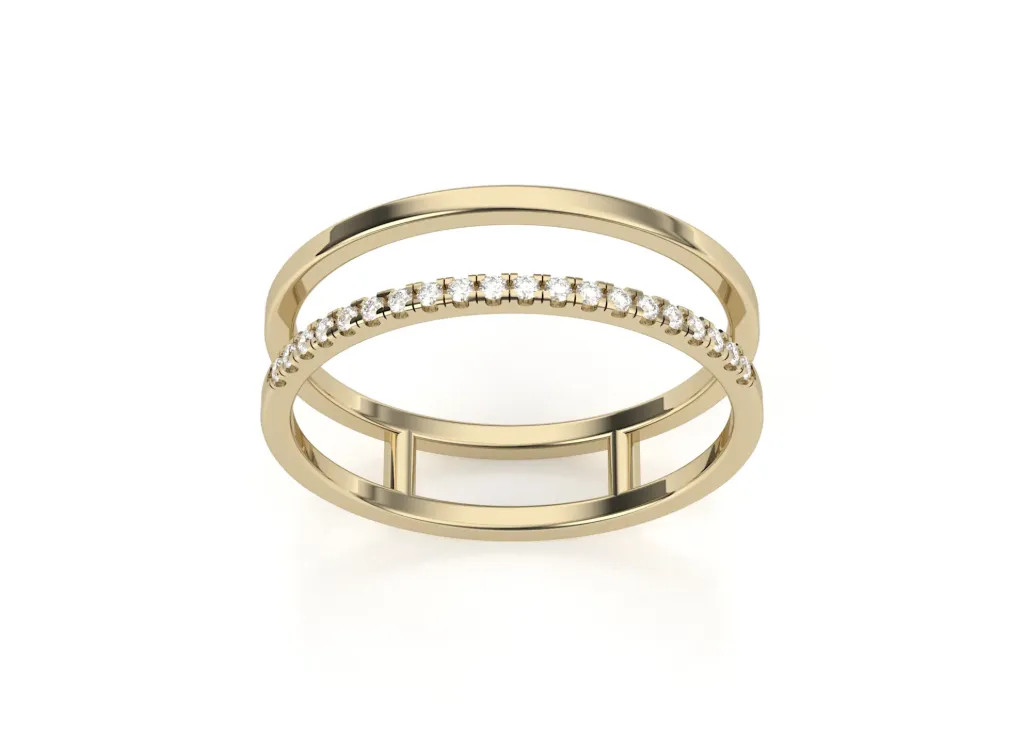 DUALORA-parallel bands joined by vertical connectors, with one band adorned in diamonds - VR1970