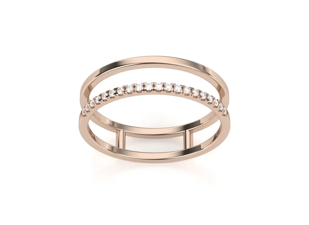 DUALORA-parallel bands joined by vertical connectors, with one band adorned in diamonds - VR1970