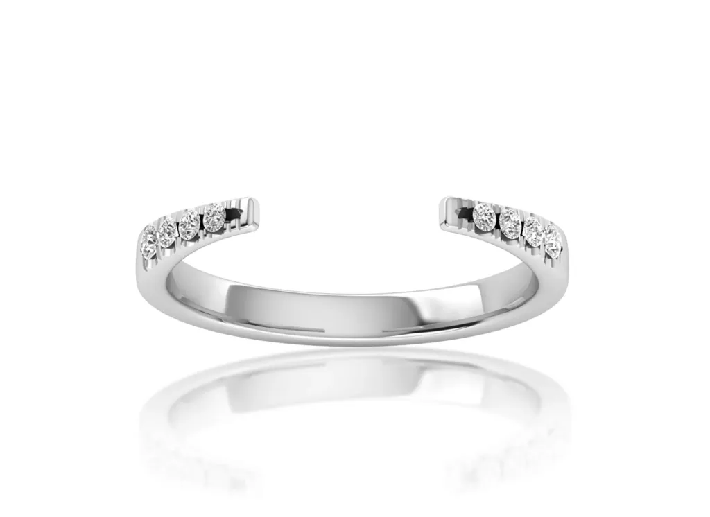 VRDUALÉTOILE-an open-ended silver ring style with twin rows of five diamonds on each tip, mirroring brilliance - VR1972