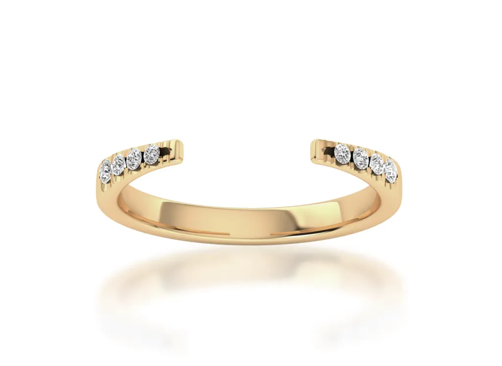 VRDUALÉTOILE-an open-ended silver ring style with twin rows of five diamonds on each tip, mirroring brilliance - VR1972