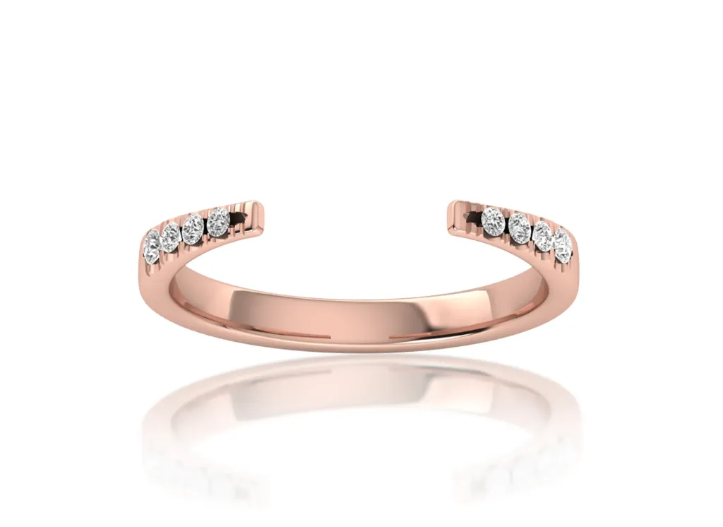 VRDUALÉTOILE-an open-ended silver ring style with twin rows of five diamonds on each tip, mirroring brilliance - VR1972