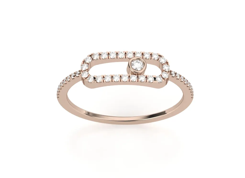 OVALUXE-ring style featuring an elongated oval loop encrusted with diamonds, framing a bezel-set central gem - VR1975