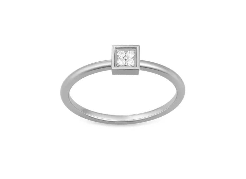 PIXEL - Pavé set diamond square motif ring-VR1329